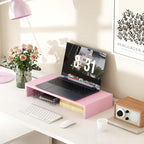 TEAMIX Pink Monitor Riser-20L inch, Wood Monitor Stand - Image 2