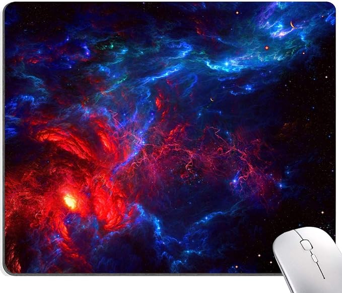 Galaxy Stars Light Black Mouse Pad, Non-Slip Rubber Base MousePads by IMAYONDIA