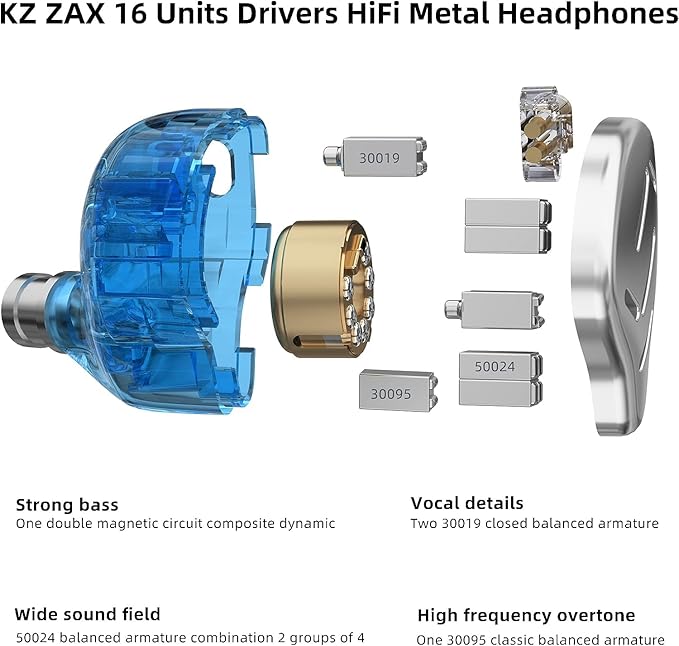CCA KZ Zax in Ear Monitor Headphones 16 Units 7BA 1DD Hybrid Drivers HiFi IEM - Image 4