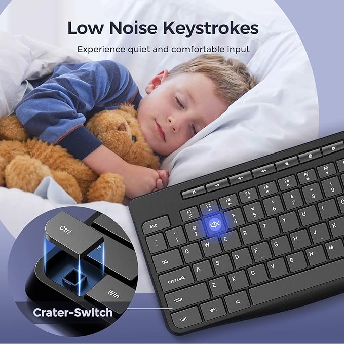 Wired Keyboard, Quiet Keyboard, Silent Keyboardwith Low Profile Chiclet Keys - Image 3