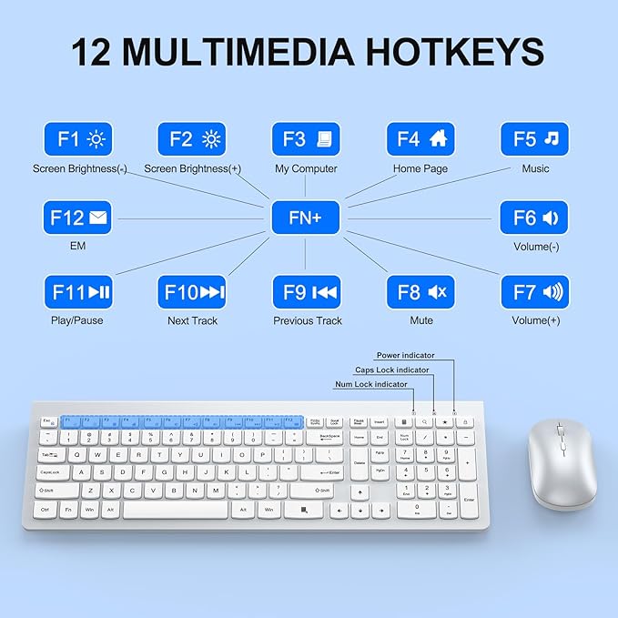 Wireless Keyboard and Mouse Combo, Ultra Slim Design Full Size Keyboard and 3 - Image 7