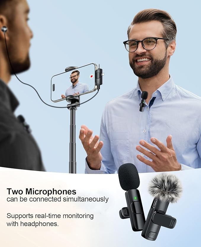 3-in-1 Mini Microphone for iPhone: Wireless Lavalier Microphones for - Image 4