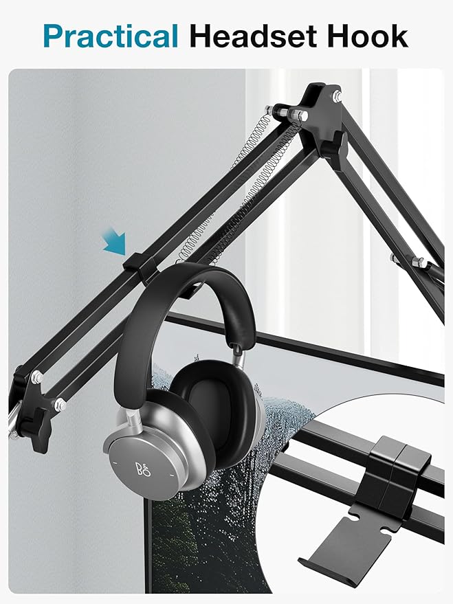 InnoGear Desk Mic Stand, 360° Rotatable Overhead Mic Boom Arm Microphone Stands - Image 6