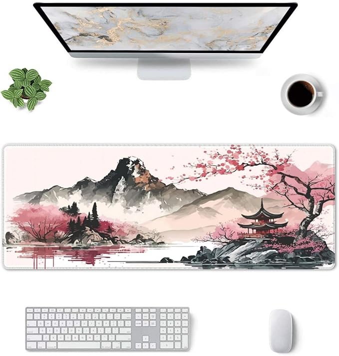 Watercolor Japanese Large Gaming Mouse Pad, Mouse Pad Gaming 31.5 x 11.8 in - Image 3