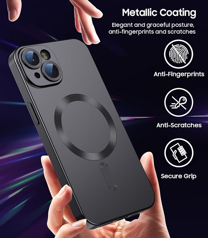Magnetic for iPhone 15 Case Slim Soft Silicone Bumper Shockproof Metallic Shine - Image 5