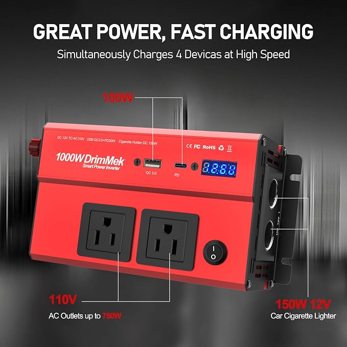 1000 Watt Power Inverters 12v to 110v - Image 2