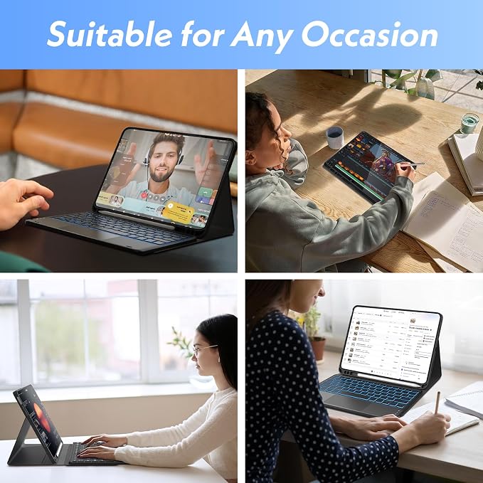 Keyboard Case for iPad Pro 12.9 Inch 2017/2015, 7 Color Backlit, Detachable - Image 6