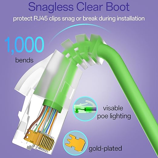 Cat6a Patch Cables 0.5ft Slim, Cat6 Ethernet Patch Cable Pure Copper, Flexible - Image 5