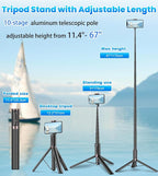 TONEOF 67" Cell Phone Selfie Stick Tripod, Smartphone Stand All-in-1 - Image 3