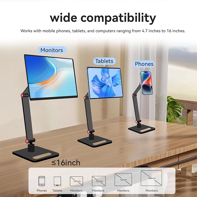 RENYUSKY iPad Stand Tablet Holder Portable Monitor Mount Adjustable - Image 4