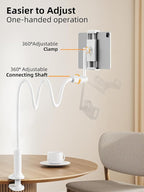 SAIJI Gooseneck Tablet Holder for Bed, One-Hand Adjustable, Upgraded Base - Image 4