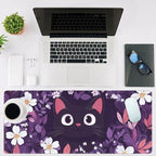 Mouse Pad Large Cat Hiding in The Floral Non-Slip Game Desk Mat - Image 2