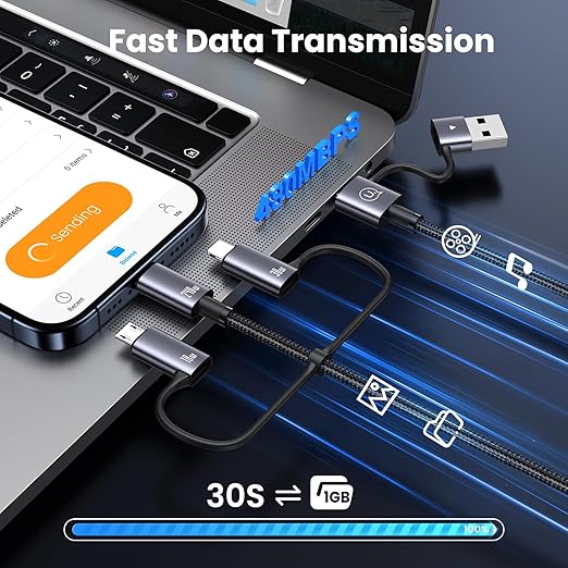 240W Multi Charging Cable, 6.6ft 6-in-1 USB C Cable Fast Charging Cords - Image 4