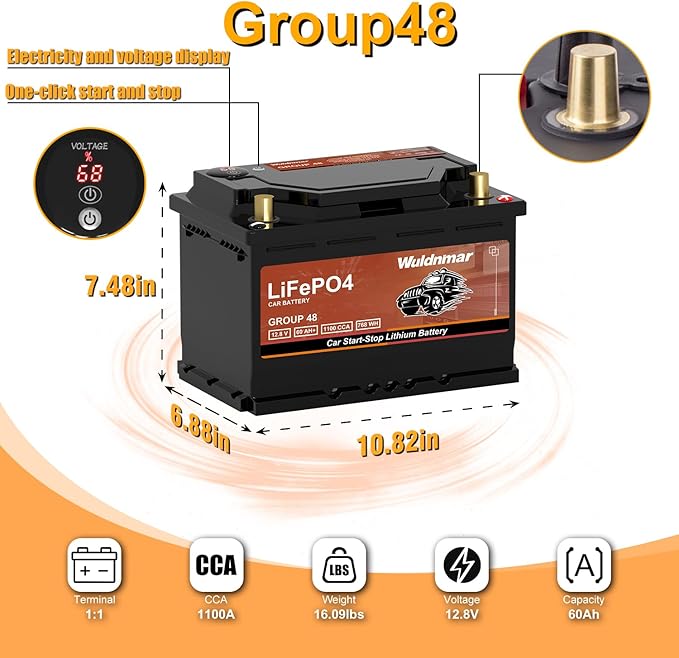 LiFePO4 Lithium Start-Stop Car Battery - 12V 60Ah - Image 2