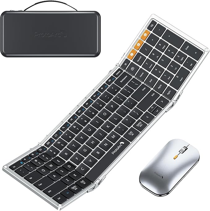 ProtoArc Foldable Keyboard and Mouse, XKM01 True Full-Size Folding Wireless by ProtoArc