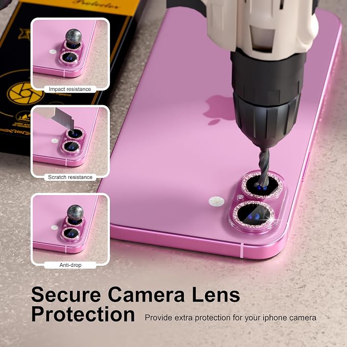 beuxece for 6 Pack iPhone 16 / iPhone 16 Plus Camera Lens Protector 9H Tempered - Image 4