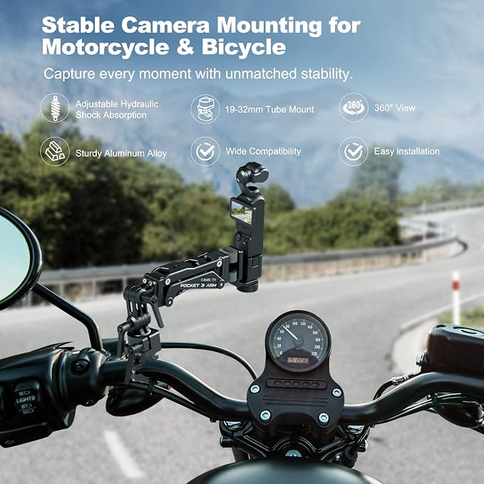 Came-TV Motorcycle Camera Mount Stabilizer, Bike Camera Mount, Handlebar Mount - Image 3