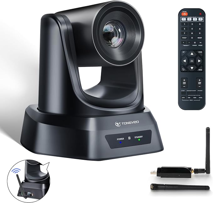 5.8GHz Wireless Conference Room Webcam, Church Live Streaming 3X USB 1080P by TONGVEO