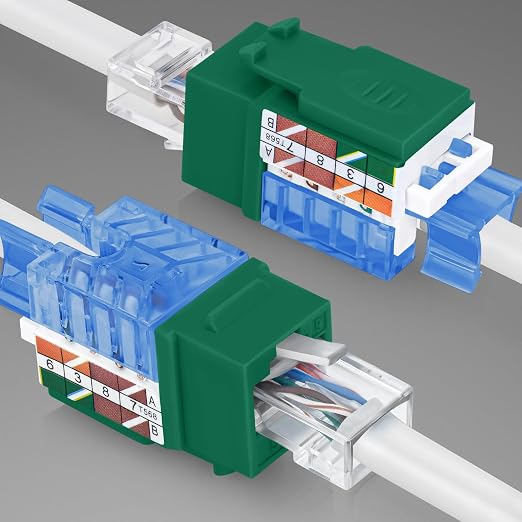 Everest 45° Angled RJ45 Cat5e Keystone Jacks 10-Pack in Green - Image 8