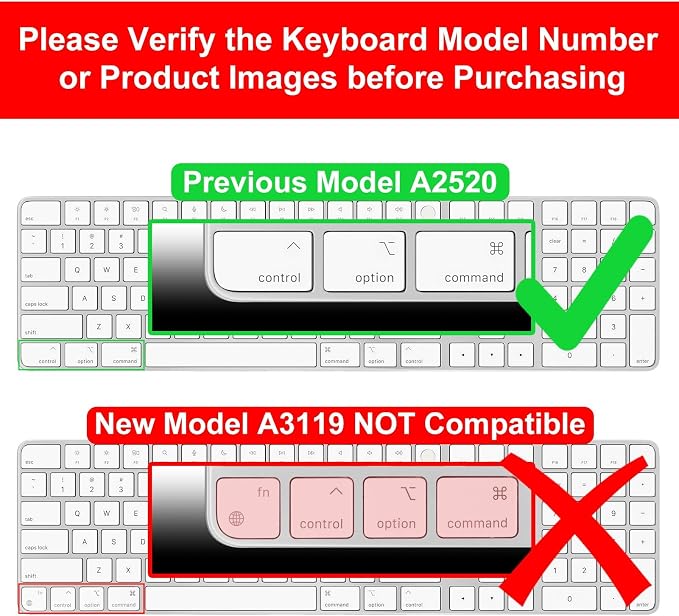 Allinside White Keyboard Cover for Mac Magic Keyboard - Image 2