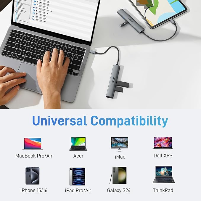 Acer 5 in 1 USB C Hub with 4K HDMI, 100W Power Delivery, 3 USB A Data Ports - Image 8