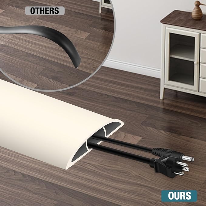 Floor Cord Cover, Cable Protector, 0.63W x 0.31H inches, Wire Cover - Image 4