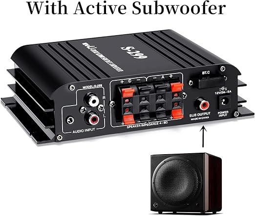 4.1 Channel Bluetooth 5.0 Mini Audio Amplifier Receiver, 4×50 W + Active - Image 7