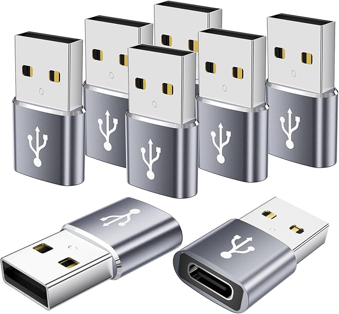 USB to USBC Adapter 8 Pack, USB A to C Adapter, USBC Female to USBA Male OTG by AiNEERich