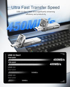 128GB USB C Flash Drive Up to 450MB/s USB 3.2 Solid State Thumb Drive 2-in-1 - Image 2