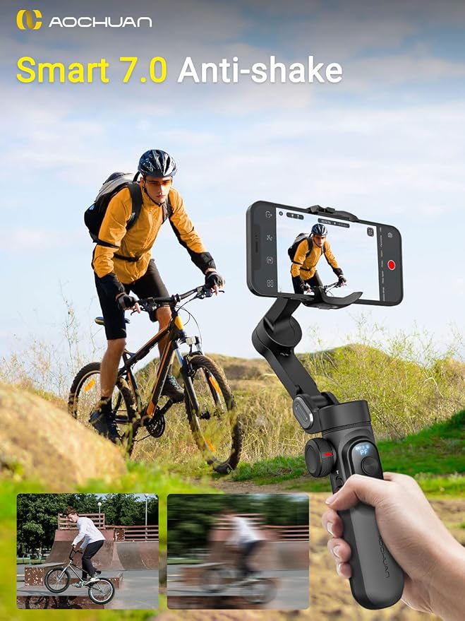 Gimbal Stabilizer for Smartphone, LED Light OLED Screen 3-Axis Gimbal, Gesture - Image 4