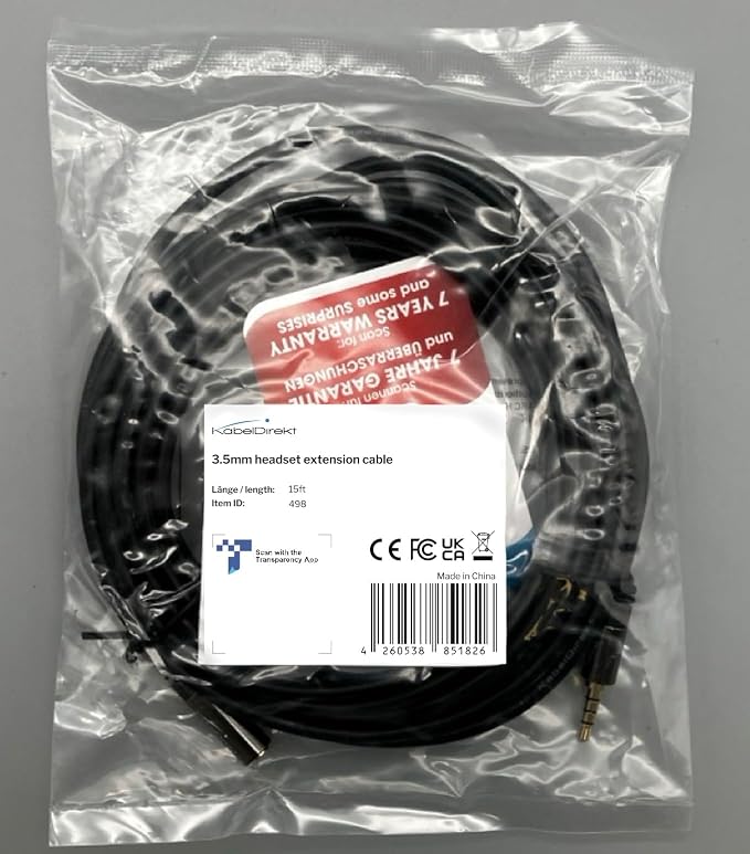 KabelDirekt – Headset Extension Cable – 15ft – Headphone Extension Cord - Image 8