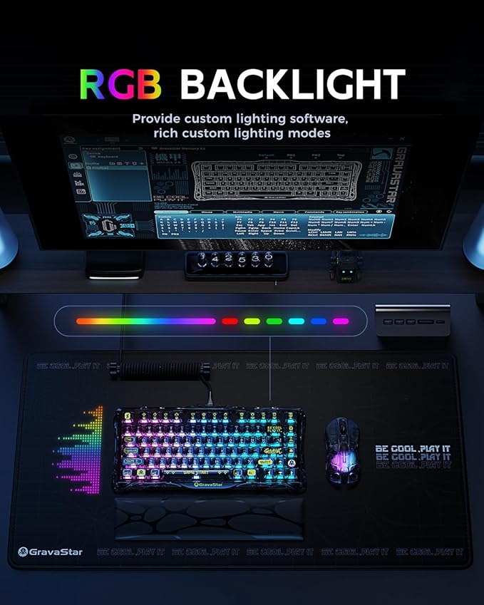 GravaStar Mercury K1 Lite 75% Gaming Keyboard, 2.4GHz/BT/Wired Tri-Mode - Image 5
