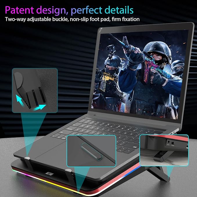 IETS GT500 Powerful Turbo-Fan RGB Laptop Cooling Pad - Image 7