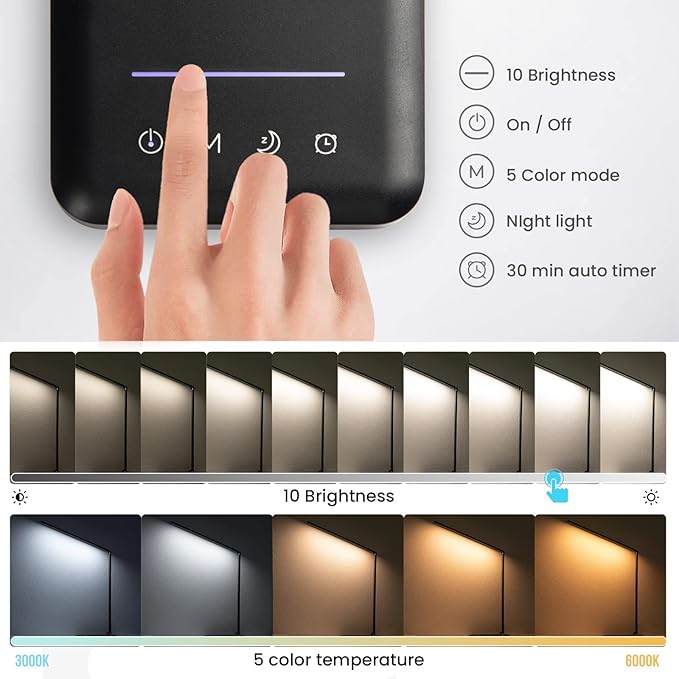 LED Desk Lamp with Night Light, Fast Wireless Charger, USB Charging Port - Image 4