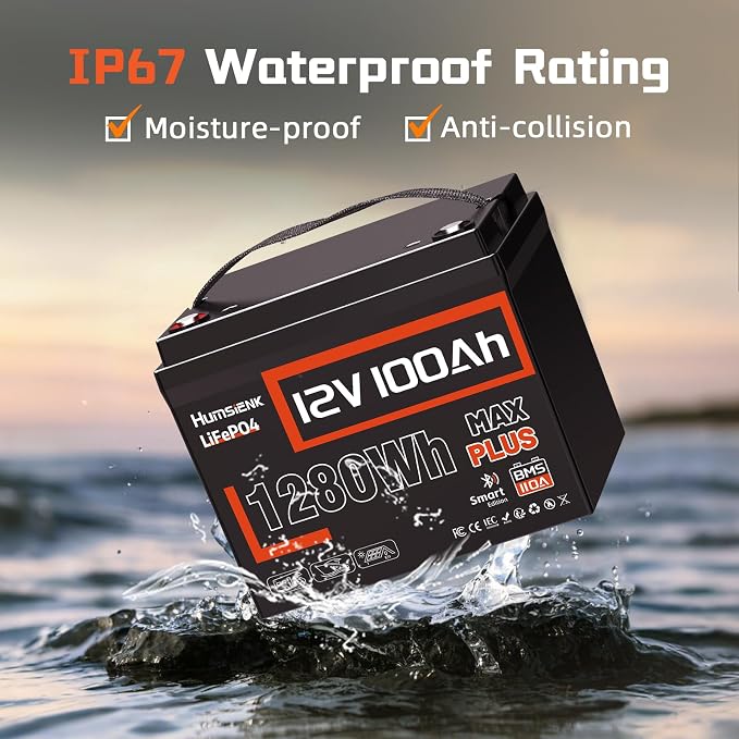 2PACK 12V 100Ah LiFePO4 Lithium Battery MAX Bluetooth 5.0 IP67, 15000+ Deep - Image 6
