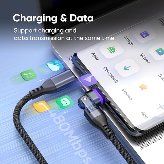 240W Magnetic Charging Cable ，180°Rotating USBC to USB C Magnetic Data Cable - Image 6