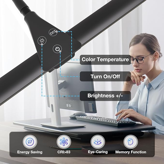Hensam Desk Lamps for Home Office, Eye-Caring Architect LED Desk Light - Image 6