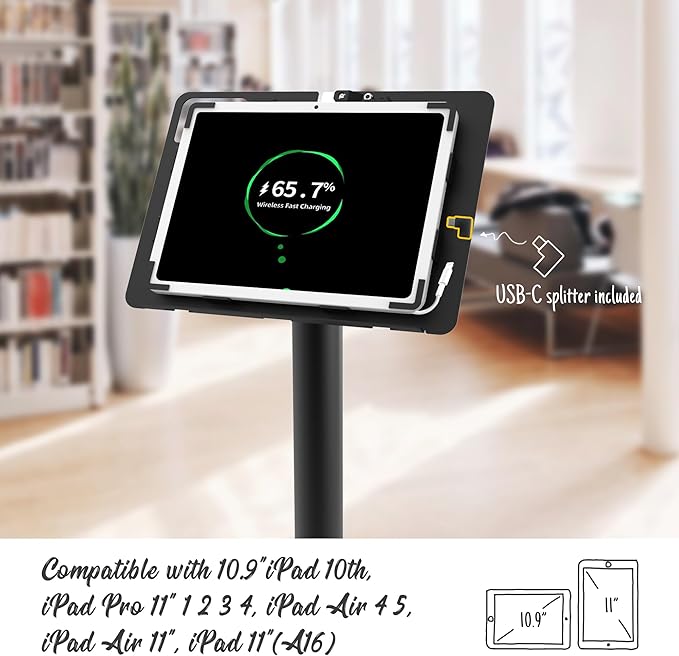 Tablet Kiosk Floor Stand, Anti-Theft, Rotate Lockable Metal Tablet - Image 5