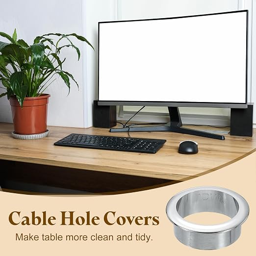uxcell Desk Grommet, 1-9/16" Zinc Alloy Cable Hole Cover Wire Cord Organizer - Image 6