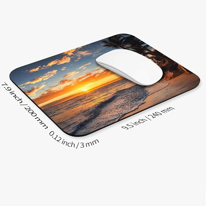Square Mouse Pad Beach Sunset, Personalized Premium-Textured Custom Mouse Mat - Image 2