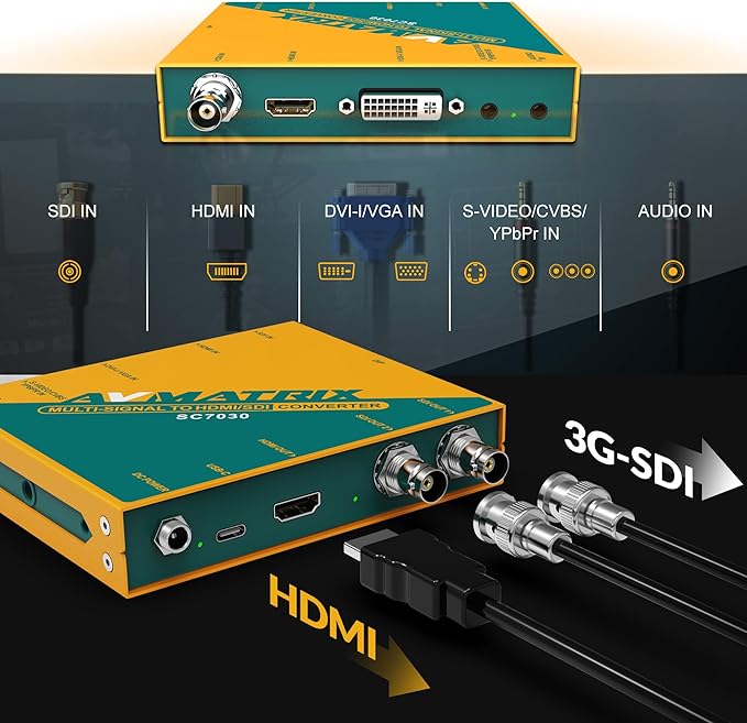AVMATRIX SC7030 Multi-Signal Converter SDl/HDMl/DVI-I/VGA/CVBS/S-Video/YPbPr to - Image 3