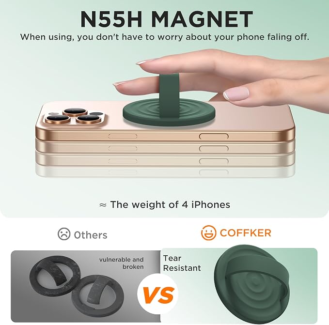 Magnetic Phone Ring Grip Holder, Silicone Finger Loop Grip, Compatible - Image 5