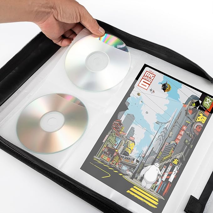 LIOVODE DVD Case 200 DVDs and 100 Booklets Capacity, CD/Blu-ray Storage Binder - Image 2