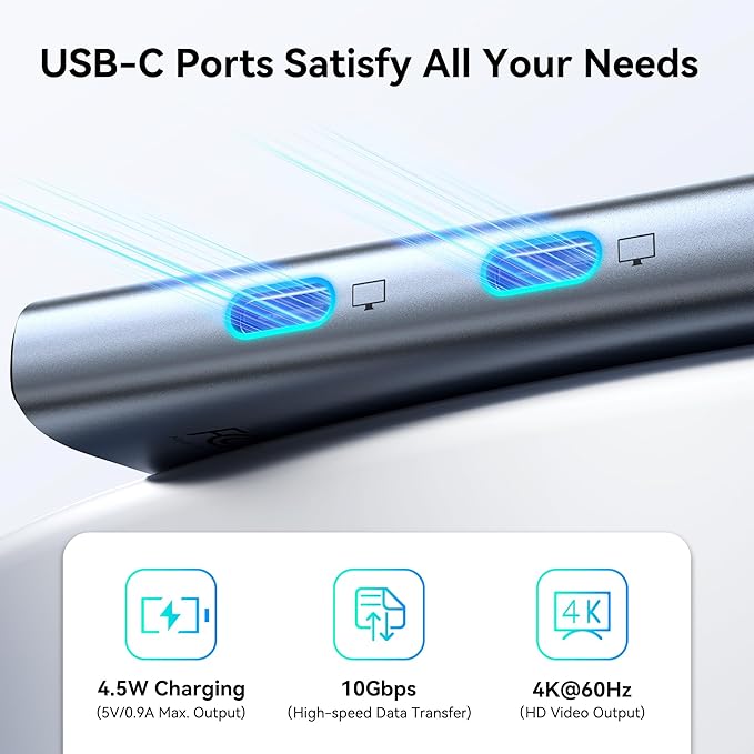 USB C Docking Station Dual Monitor 4K@60Hz DP Alt Mode, USB C Video Hub - Image 5