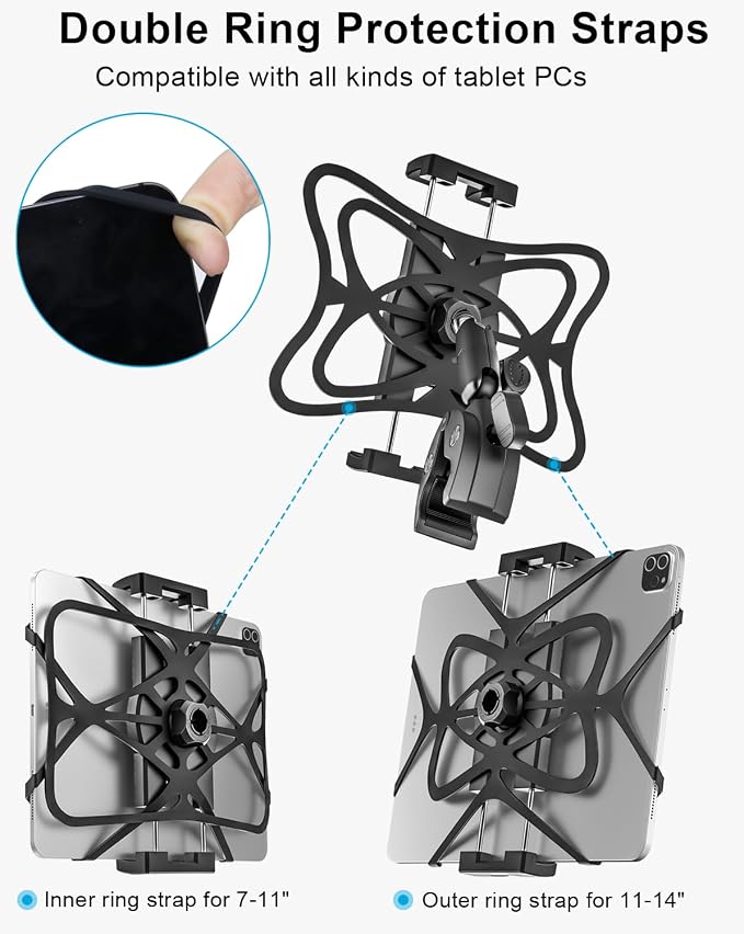 Metal iPad Tablet Mount for Boat Helm, Wheelchair Pole, Golf Cart, Mic Stand - Image 8