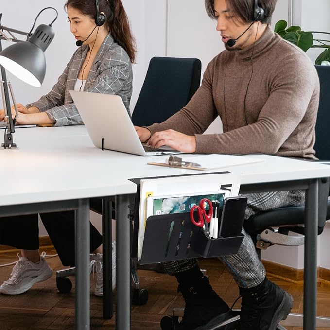 LUKETURE Laptop Holder, Steel Desk Side Storage, No Drill Standing Desk - Image 8