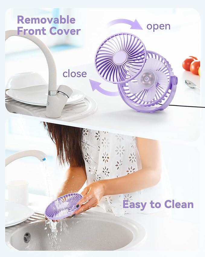 USB Desk Fan, 5 Inch Mini Portable, 3 Speeds Strong Airflow Personal Desktop - Image 7