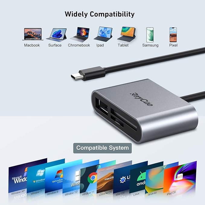 RayCue USB C SD Card Reader Adapter, Type C Micro SD TF Card Reader Adapter - Image 6