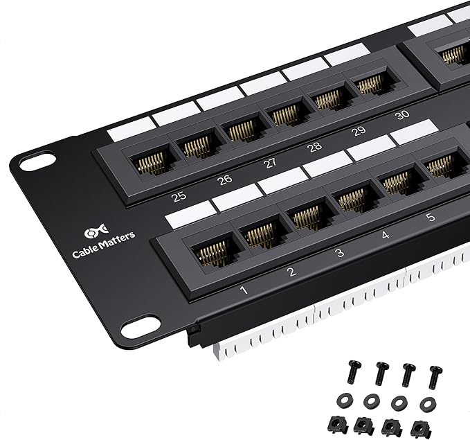 Cable Matters 48 Port Patch Panel Rackmount or Wall Mount 19-Inch, 2U Cat6 by CableMatters