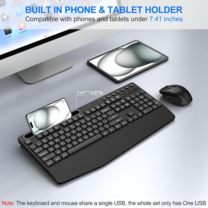 EDJO Wireless Keyboard and Mouse Combo, Full-Size Ergonomic Wireless Computer - Image 4